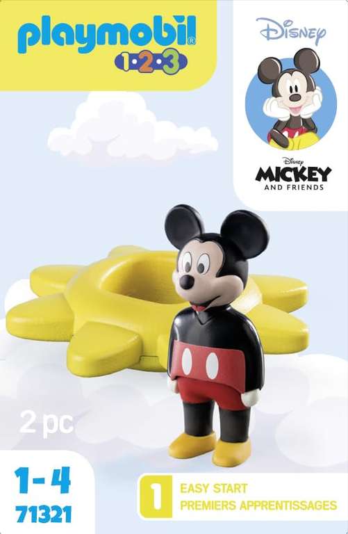 PLAYMOBIL 1,2,3 y Disney Mickey Sol Giratorio, Juguetes para Regalar y Divertidos Juegos de rol imaginativos, niños a Partir de 12 Meses