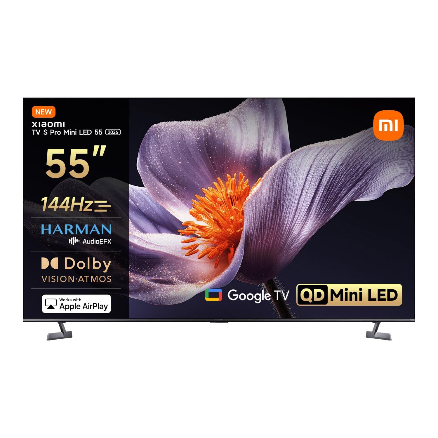 Smart TV Xiaomi S Pro Mini LED 55" 2026 (4K QLED, 144Hz, Dolby Vision/Atmos, Google TV, Harman AudioEFX, HDR10+, AirPlay 2, MEMC, DVB-T2)