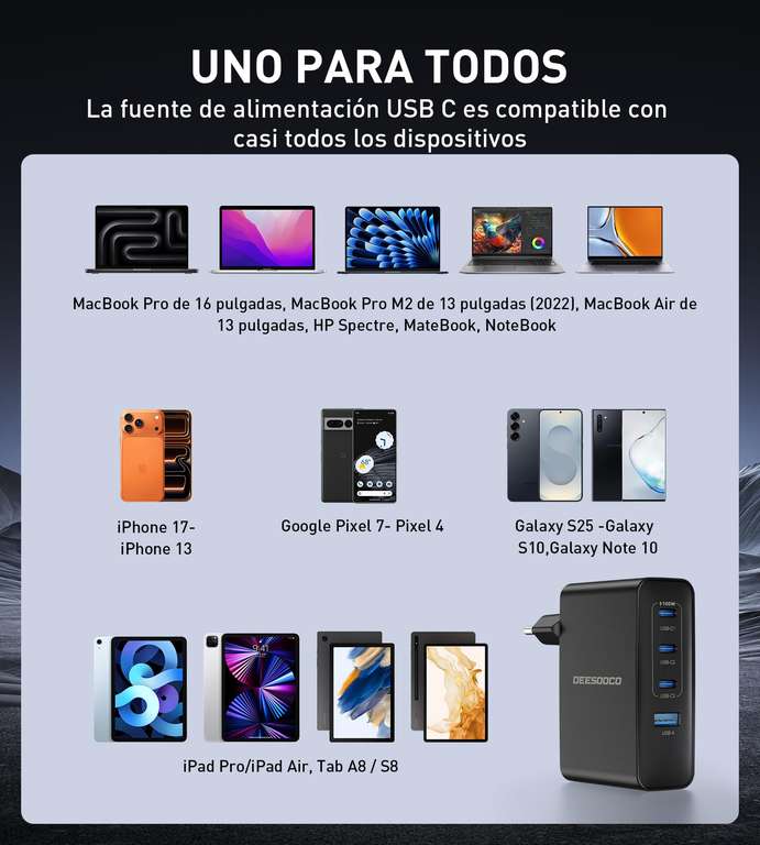 Cargador USB C De 105 W USB C Estación De Carga De Bloque
