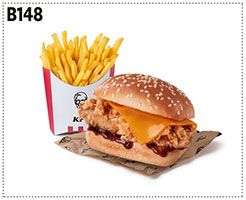 Bbq cheeseburger + patatas fritas pequeñas KFC