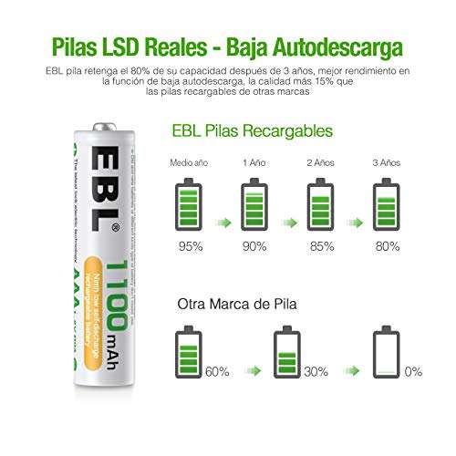 EBL AAA Baterías Recargables de 1100mAh (4 Unidades)