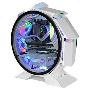 Mars Gaming MCORB Blanco, Caja PC Gaming Micro-ATX XL, Diseño Circular Custom