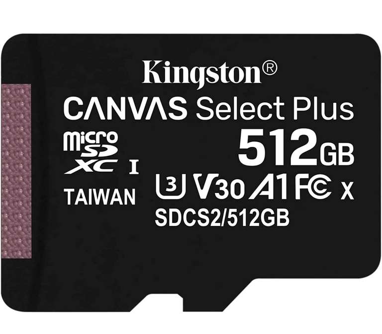 Kingston SDCS2/512GB Canvas Select Plus - Tarjeta microSD, Class 10 con adaptador SD