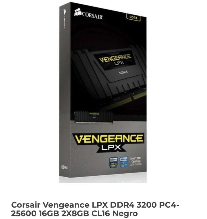Memoria RAM DDR4 Corsair Vengeance 3200Hz
