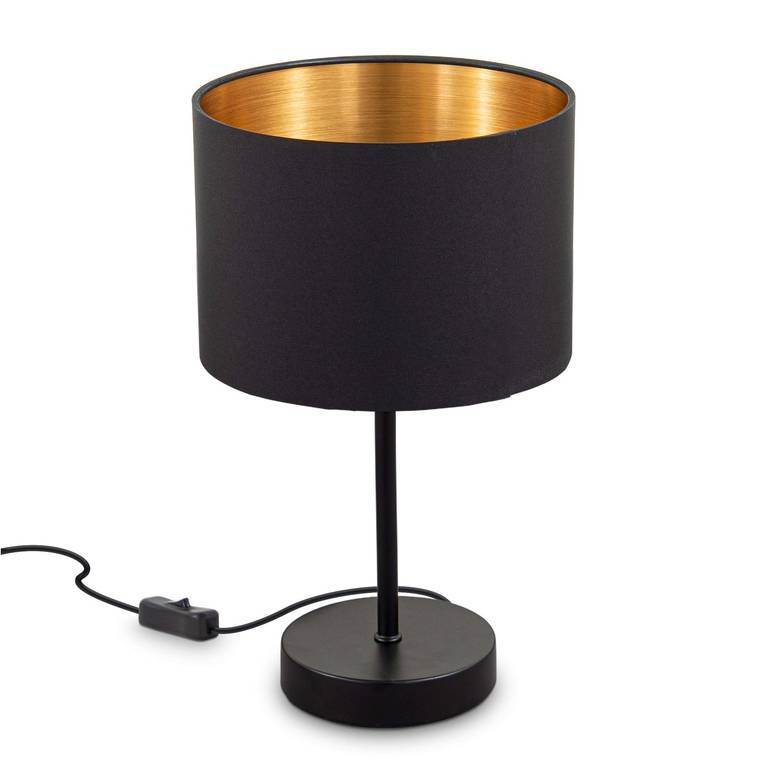 B.K.Licht – Lámpara de mesa LED con pantalla de tela, E27, con interruptor de cable, 40W, lampara de mesa, lamparas de mesita de noche