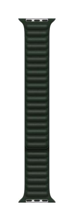 Correa de piel con eslabones para Apple Watch de 41mm, talla M/L, color verde secoya.