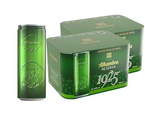 Alhambra Reserva 1925, Cerveza Extra de Fermentación Lenta, Pack 24 Latas x 330 ml
