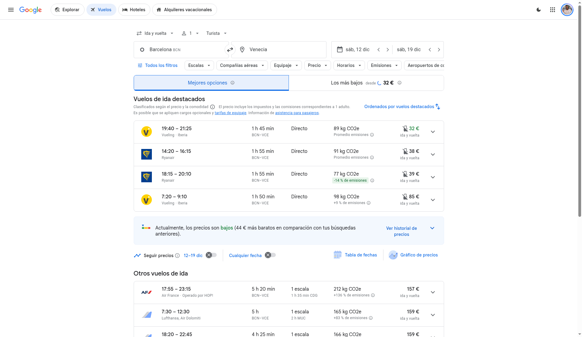 ¡VENECIA! Vuelos DIRECTOS de IDA y VUELTA por solo 32€ (dic y ene) Salidas desde BCN y ALC