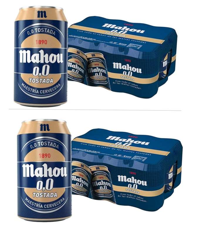 2 x Pack 24 latas Mahou Tostada 0,0 Cerveza Tostada, Sin Alcohol, 33cl, 0.0% Volumen Alcohol [Total 48 latas. Unidad 0'52€]