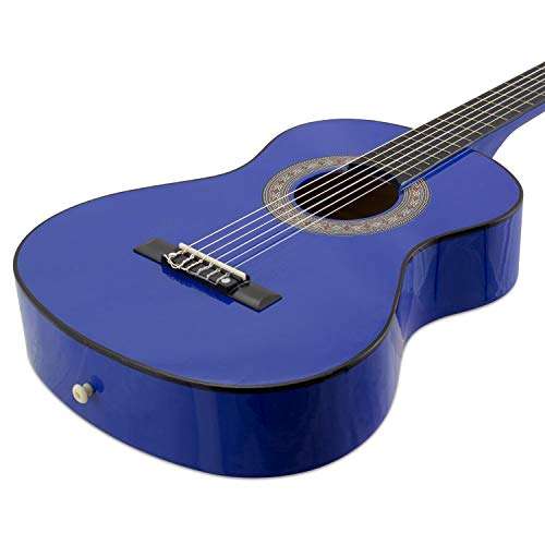 Kit de Guitarra clásica (tamaño 1/2), color azul, funda, pua y afinador
