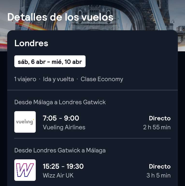 Londres desde Málaga 39€ 6-10 ABRIL