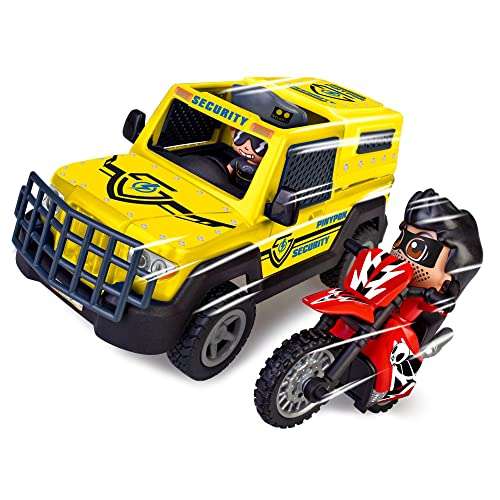 Pinypon Action - Atraco en el Furgón, Set de Juego de Ladrones y policías, Incluye un camión, una Moto y 2 muñecos, Conductor y ladrón