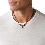 Fossil Collar Para Hombre Vintage Casual, Medidas: Longitud: 45 Cm + 5 Cm Collar De Cuero Negro