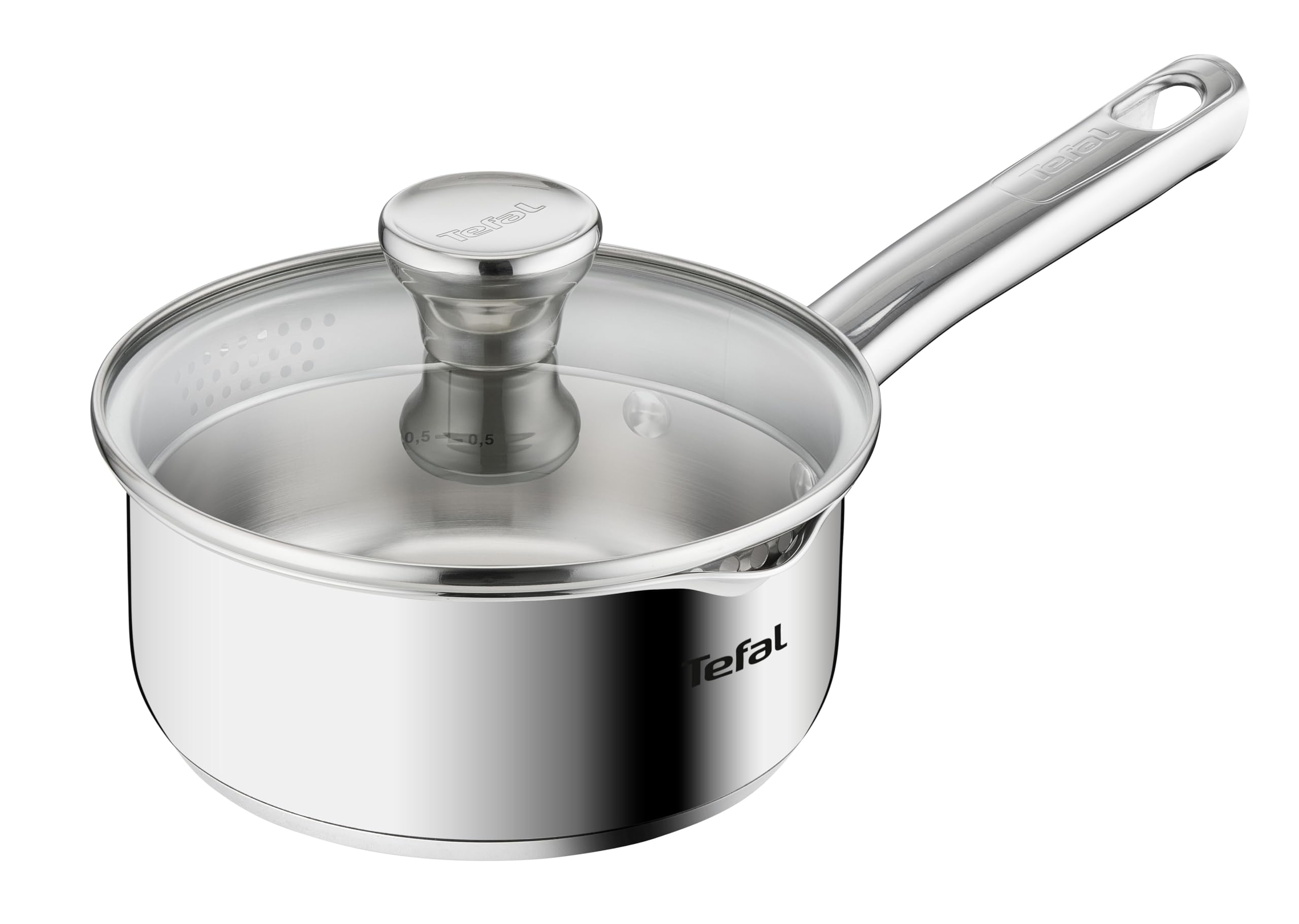 Tefal Duetto - Cazo 16 cm, Acero inoxidable Cazo 16 cm, Revestimiento antiadherente, Apto inducción, Thermo-Spot, Mango robusto