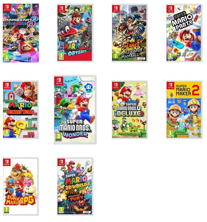 Mario Day - Mario (Bros. U Deluxe, Bros. Wonder,Donkey Kong, Kart, Odyssey, Strikers Battle, Maker 2, RPG, World + Bowser's ) \ TIENDAS