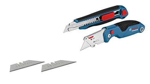 Bosch Professional - Set de corte 2 unidades navaja plegable + cúter (4 cuchillas)