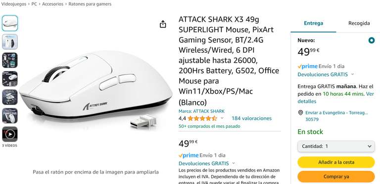 ATTACK SHARK X3 49g SUPERLIGHT [19'80€ Nuevo Usuario]