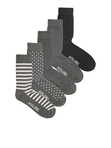 5 pares de calcetines Jack & Jones Jacgover-Calcetines, Dark Grey Melange/Pack:DGM-DGM-Black-DGM, Talla única para Hombre