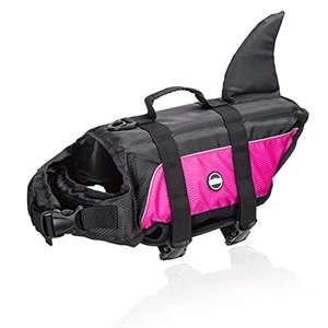 Nobleza - Chaleco Salvavidas para Perros con Aleta De Tiburón, Flotador Perro con Tiras Reflectantes, color rosa