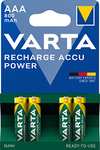 VARTA Pilas AAA, recargables, 800 mAh Ni-MH, sin efecto memoria, precargadas, paquete de 4