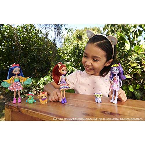 Enchantimals Prita y Flutter Muñeca con mascota loro, juguete para niñas y niños +4 años (Mattel HHB89)