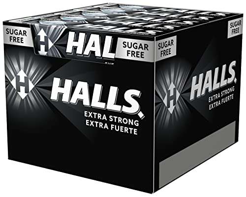 Halls Menta Fuerte - Caramelo duro - Caja con 20 unidades x 32g (total de 640g) (También miel y limón en descripción)