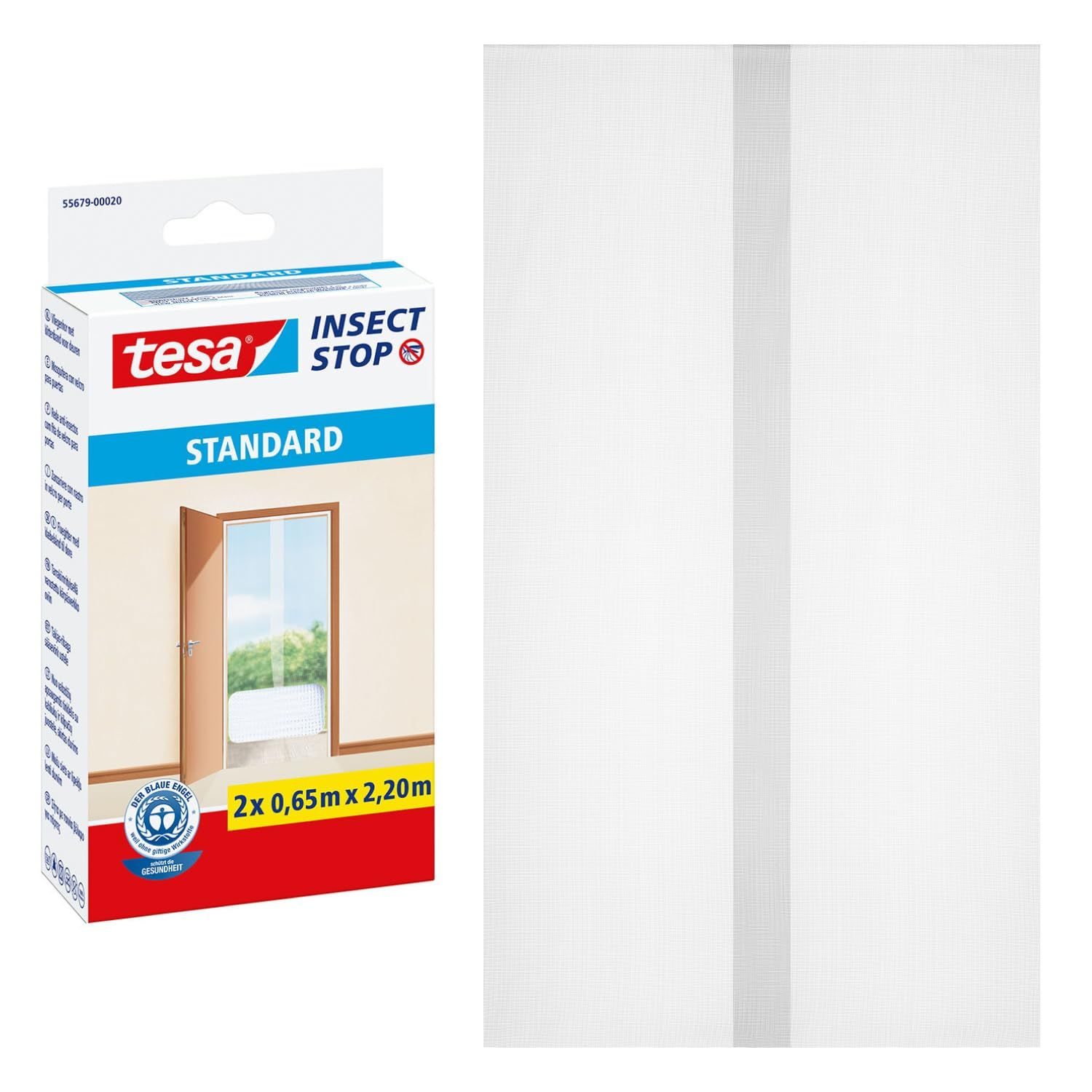 Mosquitera Tesa Insect Stop STANDARD para puertas | 2 mallas de 65 x 220 cm | Sin taladrar