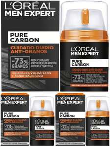 3x L'Oréal Paris Men Expert Crema Anti-Granos Pure Carbon, Reduce Imperfecciones, Hidrata y Matifica, 50 ml. 3'37€/ud