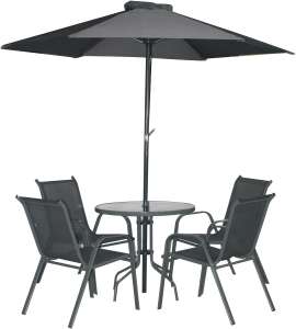 Conjunto de jardín mesa + 4 sillas y sombrilla