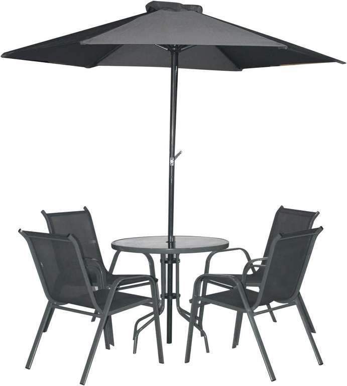 Conjunto de jardín mesa + 4 sillas y sombrilla