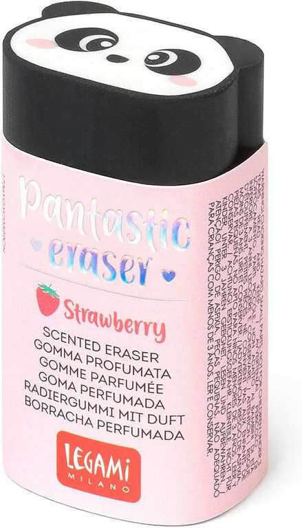 Legami GP0004 - Goma perfumada, Panda Pantastic, 1,7 x 5 cm, fragancia de fresa, goma para borrar suave, borrado limpio y preciso