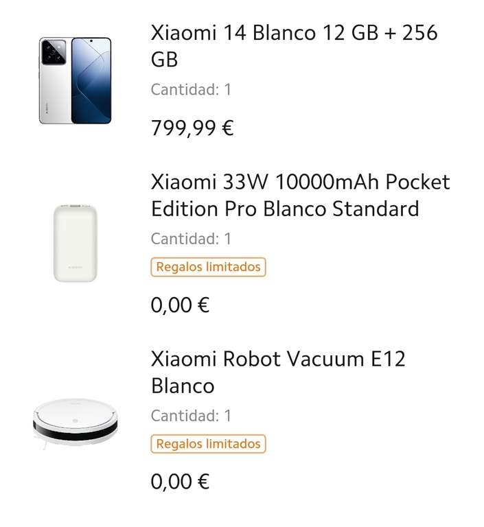Xiaomi 14 [12Gb 256Gb] + Xiaomi Robot Vacuum E12 + Powerbank 33W 1000mAh *Estudiantes (512€ con Mi Points)