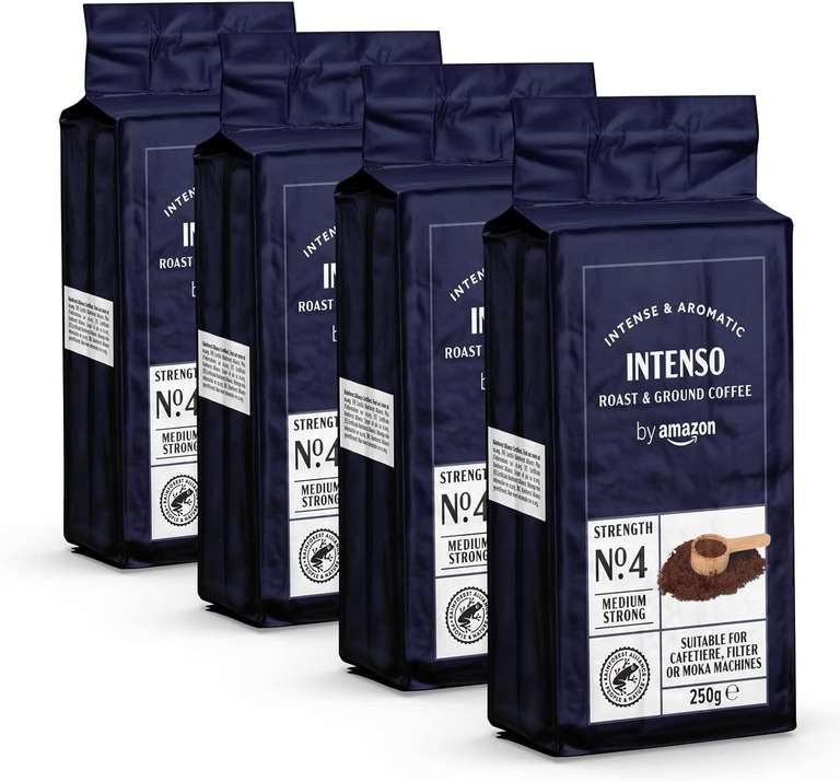 Paquete de 4 Café molido Natural Espresso Crema (también intenso), 250 g (1kg.) Compra recurrente