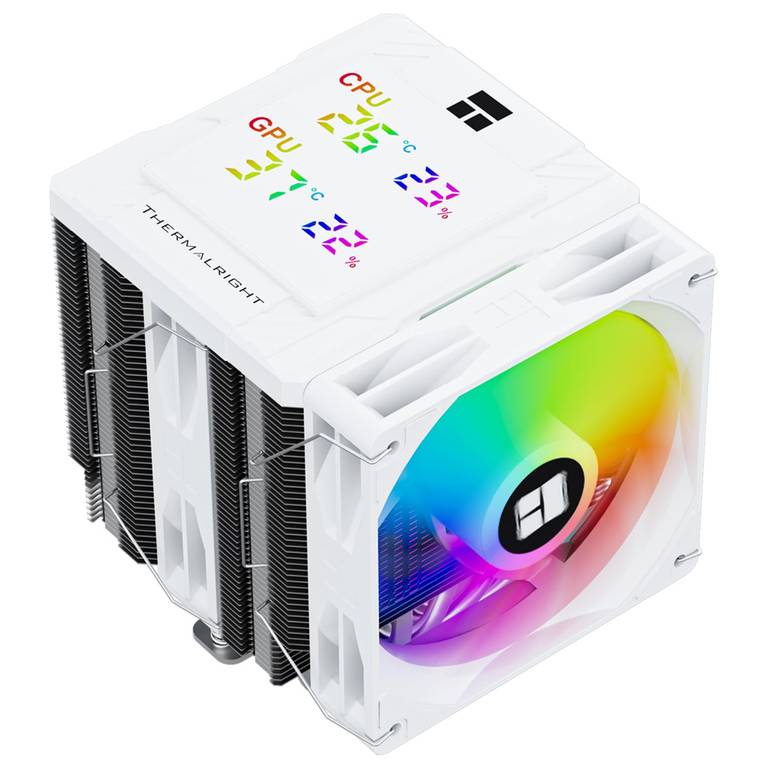 TR-Thermalright Peerless Assassin 120 Digital ARGB Blanco Enfriador de CPU, Doble Torre con 6 Heatpipes, Ventiladores Dual PWM de 1850RPM,