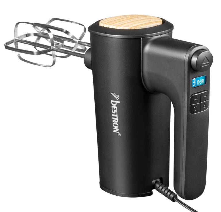 Bestron Batidora de mano, potente batidora de mano con 6 niveles, función turbo y pantalla LCD,