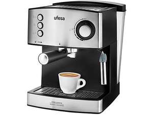 Cafetera express - Ufesa CE7240, 20 bar, 850 W, 1.6 L, Manual, Función calienta tazas, Plata y Negro