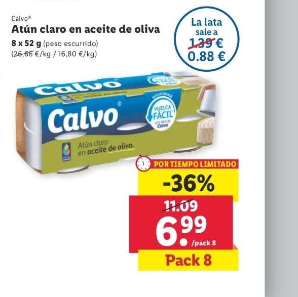 Atún Claro en Aceite de Oliva (Calvo) pack 8. (0,88 ud)