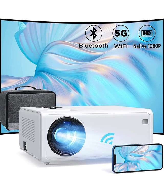 Proyector 5G WiFi Bluetooth, 2022 Full HD actualizado Native1080P 4K