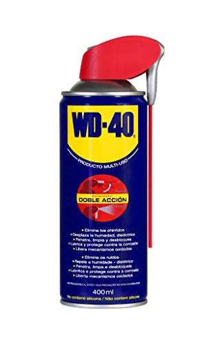 WD-40 Producto Multi-Uso en Spray Lubrica, Afloja, Protege del óxido, Dieléctrico, Limpia metales y plásticos y Desplaza la humedad 400ml