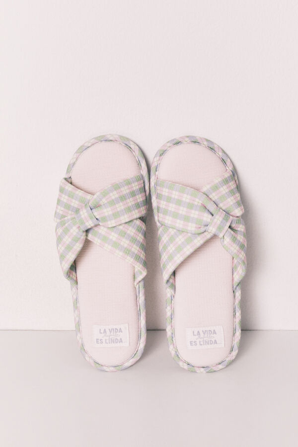 Zapatillas casa nudo cuadros Talla 40-41