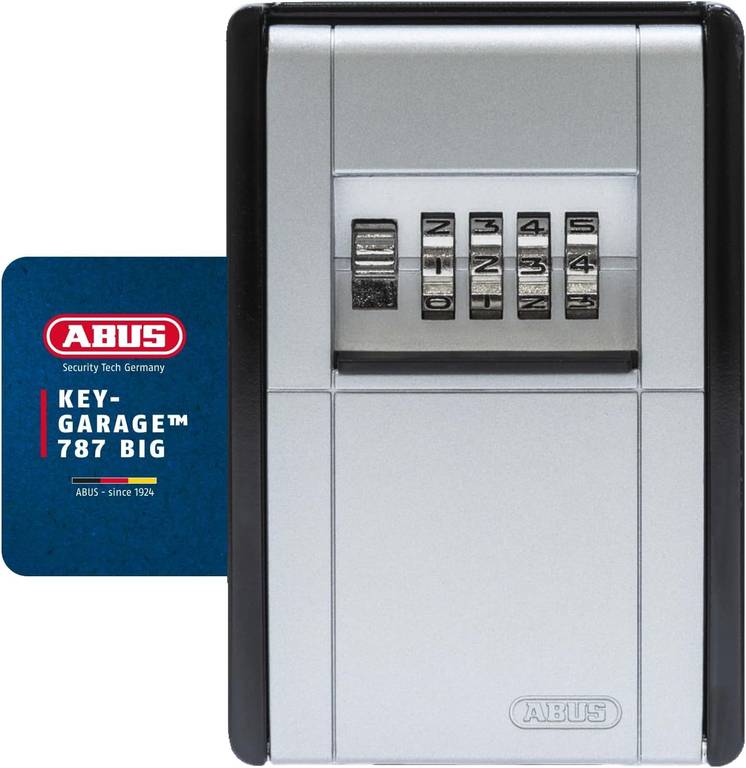 ABUS KeyGarage 787 BIG – Caja Portallaves de Montaje en Pared – para hasta 50 Llaves u Objetos de Valor Pequeños – Negro y Plateado