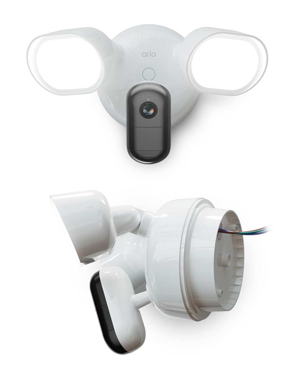 Arlo Floodlight 2K con Cable, Cámara Wi-Fi para Exteriores, 2K HDR, Gran Angular de 160°, Visión Nocturna en Color, Sirena de Alarma