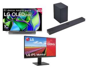 Pack TV LG OLED evo 4K de 77'' C34 + Barra de Sonido SC9S valorada en 799€ + Monitor /mismo pack en 65" desde 1753€