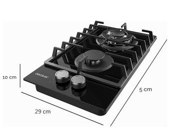 Cecotec Placa de Gas 2 Fuegos Bolero GN 2200F Cristal Negro