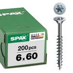 Spax T-STAR plus 0/1050/1/ 6,0/60/01 - Vite universale con testa svasata, 4CUT, filettatura parziale, 6,0 x 60 mm