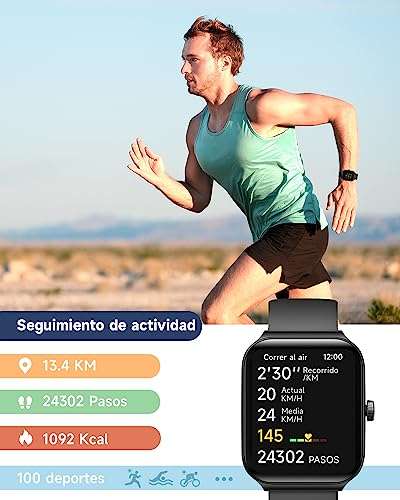 TOOBUR Reloj Inteligente Mujer Hombre, Smartwatch Alexa Incorporada 1.95" Pantalla IP68 Sumergible