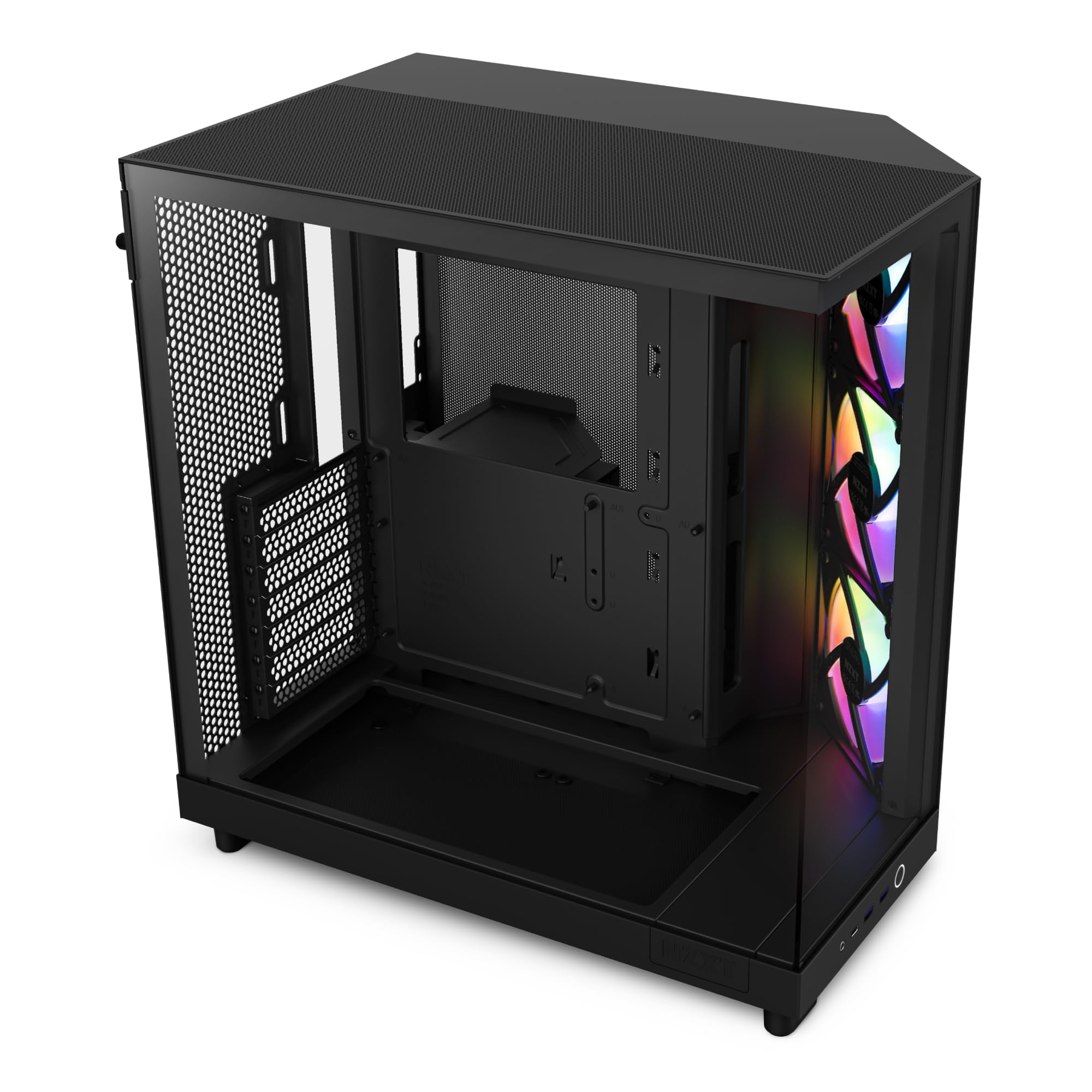 NZXT H6 Flow RGB – Semitorre ATX | Cristal Panorámico | 3 Ventiladores RGB | USB-C | Cámara Dual | Negra