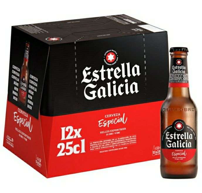ESTRELLA GALICIA Cerveza rubia especial pack 12 botellas 25 cl