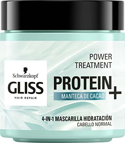 Gliss - Mascarilla Capilar Hidratante 4 En 1 - Pelo normal - Con Manteca De Cacao - 400Ml Fórmula vegana sin colorantes artificiales