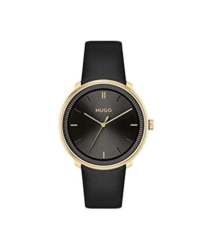 HUGO Reloj Analógico de Cuarzo Unisex con Set correa intercambiable Oro amarillo y negro
